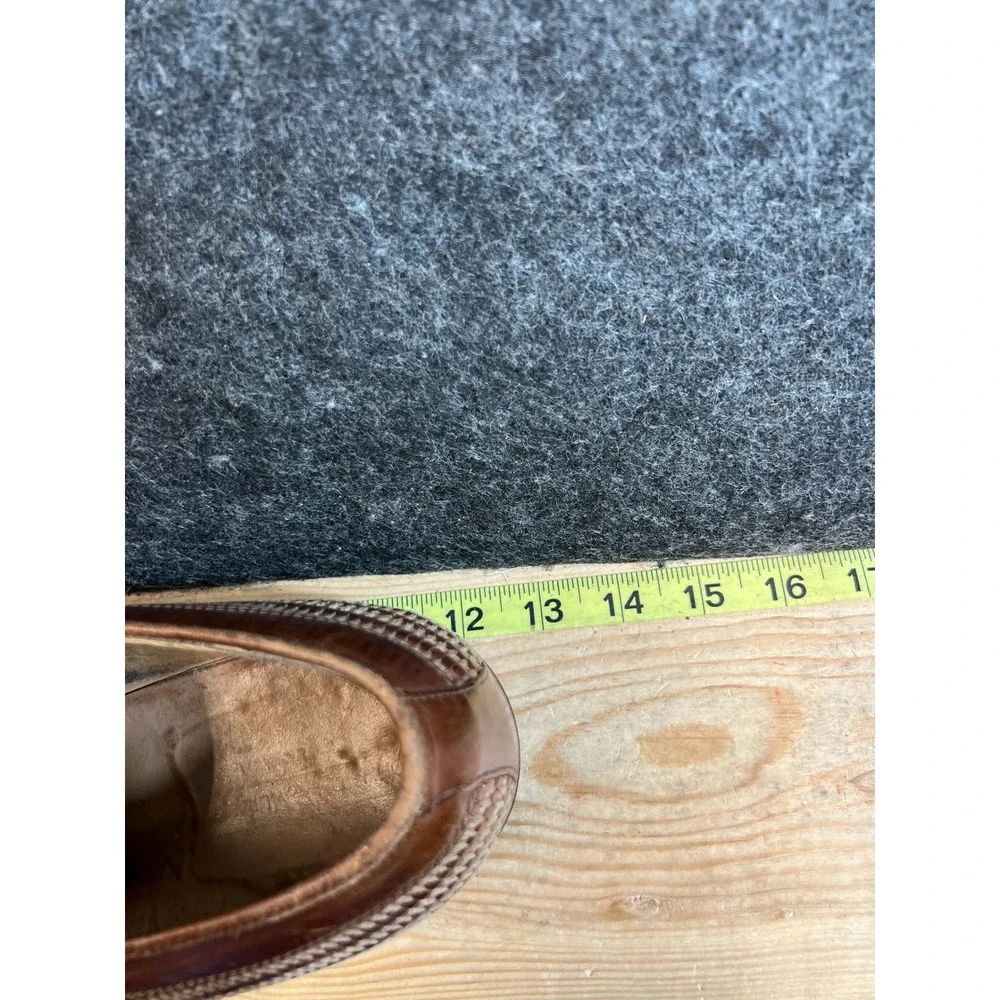 Johnston & Murphy Cellini Italy Mens 12 Brown Woven Leather Cap Toe Oxfords
